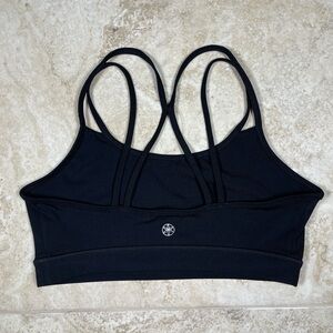 Gaiam Strappy Back Low Impact Yoga Sports Bra Black Size Medium